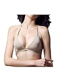 Leright Women's Low Back Bra Sheer Plunge Wireless Triangle Convertible Bra