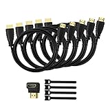 5 Pack High-Speed HDMI Cables-6ft with 90 Degree Adapter, Gold Plated Connectors, Cord Ties for TV PC Playstaion Support Ethernet, 3D, 1080P, ARC, Save Money & Deliver Dazzling Quality