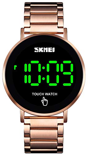 Gosasa Touch Screen Digital LED Waterproof Men Womens Sport Casual Stainless Steel Wrist Watch