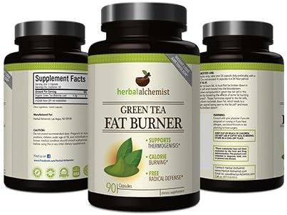 Herbal Alchemist Green Tea Fat Burner - Supplement for Weight Loss - Boost Metabolism &amp; Promote a Healthy Heart - Natural Caffeine Source Energy - Super Antioxidant &amp; Free Radical Scavenger!