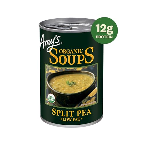 AMY’S SOUP, VEGAN SPLIT PEA SOUP, GLUTEN FREE, MADE WITH ORGANIC VEGETABLES, CANNED SOUP, 14.1 OZ