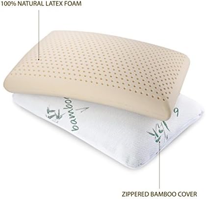 Vitalatex Latex Pillow – 100% Natural Latex Foam Pillow, 2 Zippered Covers, Best Latex Pillow for Effective Support, Comfort and Pain Relief