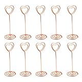 JANOU 10pcs Heart Shape Place Card Holder Picture Stand Note Clip for Wedding Party Favor (Rose Gold)