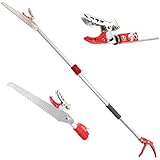 DCM Telescoping Cut and Hold Long Reach Bypass Garden Pruner, Pole Saw, Extendable saw, Fruit Picker Harvester, Gardening Shear (6.5-13 Feet Telescoping)