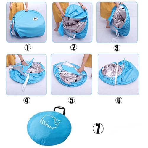 Tenda de praia infantil com proteção solar, adequada para piscinas, dobrável (azul)