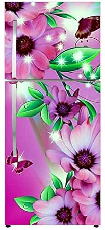 Double Door Fridge Multicolor 3D Floral Size - 60x160 cm F ...