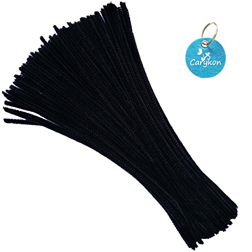 Carykon 100 Pieces Fuzzy Chenille Stems Pipe Cleaners for Arts and Crafts (Black) - Thumbnail 7