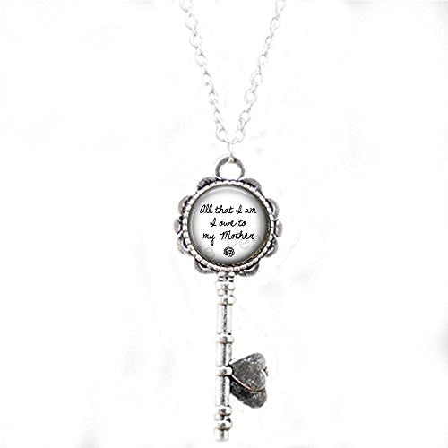 nijiahx All that I am I owe to my Mother - Jewelry for Mom - Mother of the Bride - Gift for Mother or Mom - Mother's Day key Necklace