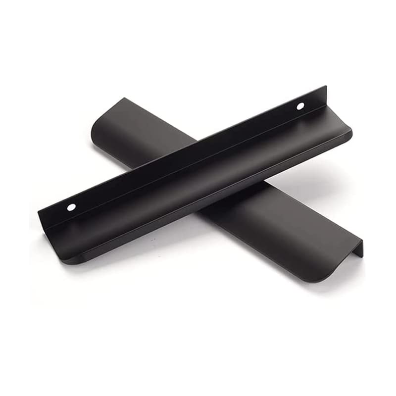 SYZOW 6 Pack Black Cabinet Pulls Kitchen Cabinet Hardware Cabinet- Edge Finger Tab Pull Pull Hidden Drawer Handles 160mm Hole Centers