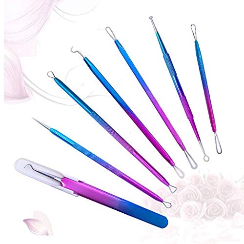 Blackhead Remover Pimple Comedone Extractor Tool Treatment for Blemish, Whitehead, Zit Removing for Risk Free Nose Face Skin 7-PCS Acne Removal Kit