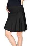 Beachcoco Women's Maternity Fold Over Flared Knee Length Skirt (L, Black)