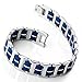 INBLUE Men's Stainless Steel Rubber Bracelet Link Wrist Silver Tone Blue Rectangular