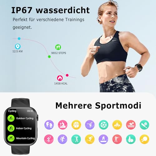 2026 Neu Smartwatch EKG+HRV/Blutdruckmessung/Harnsäure/BMI Herren Damen 1,97"AMOLED Gesundheitsuhr mit Telefonfunktion 24H Herzfrequenz Blutdruck Körpertemperatur SpO2, Schlaf-Monitor Fitnessuhr