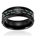 Cavalier Jewelers 8MM Men's Titanium Ring Wedding Band | Black Plated with Black and Green Carbon Fiber Inlay | Beveled Edges