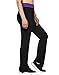 HDE Women's Color Block Fold Over Waist Yoga Pants Flare Leg Workout Leggings,Black & Purple,Large