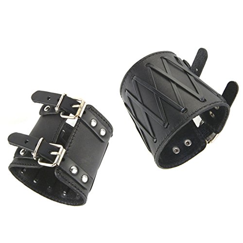 Hzman 2pack men s black leather cuff bracelet, leather …
