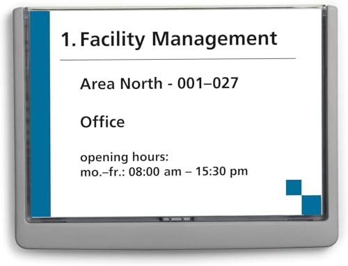 Durable Information Door and Wall Sign 210 x 148.5mm - Dark Grey - Includes Fittings - For Offices, Hotels, Public Buildings, etc.
