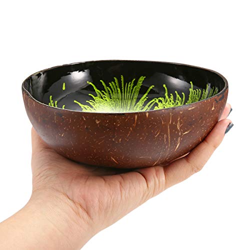 Essort Coconut Bowl, Natural Coconut Decorative Shell Handmade Unique Design for Party Home Kitchen Hotel Decoration Collection Wedding Birthday Gift Green