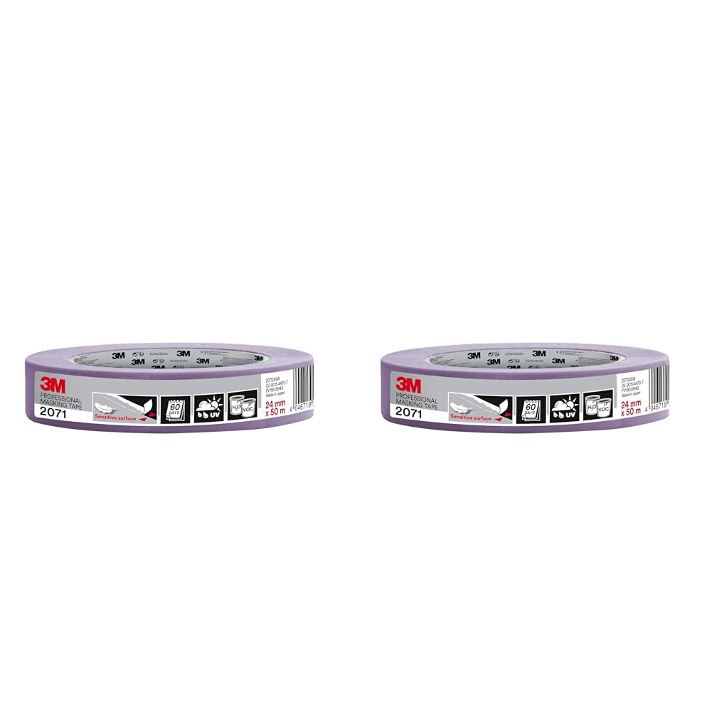 3M Professional Masking Tape 2071, Sensitive Surfaces, Purple, 24 mm x 50 m, 1 Roll/Pack (Pack of 2)