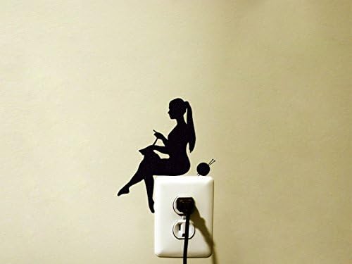 Girl Knitting Decal Sticker Light Switch Kids Room Decor
