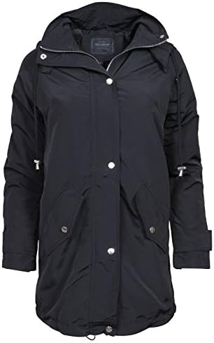'Miss London Womens Lightweight Hooded Anorak Rain Jacket with Pockets and Hood, Black, 3XL'