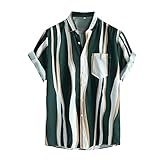 ZHUER Vintage Shirts for Men Striped Short Sleeve