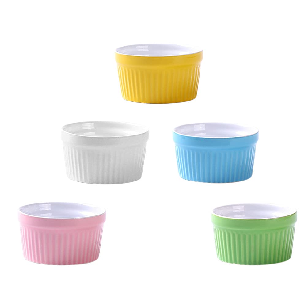 UPKOCH 5Pcs Ceramic Ramekin Bowls Porcelain Baking Dish Appetizer Cups