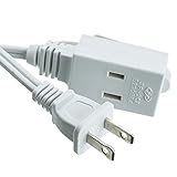 SkuBros 9ft 3 Outlet Power Extension Cord, UL/CSA White 16/2 - Vinyl Outdoor Surge Protector Upgraded Outlet Wall Hugger Strip Cable