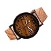 Beautyvan Numerals Wood Leather Band Analog Quartz Vogue Wrist Watches
