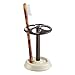 InterDesign York Ceramic Toothbrush Holder Stand for Bathroom Vanity Countertops - Vanilla/Bronze
