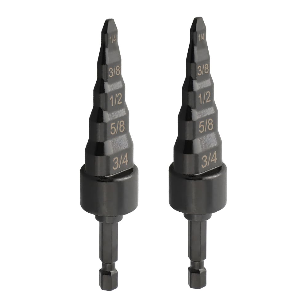 Saipor 2PCS Copper Tube Expander, 5 in1 Air Conditioner Pipe Swaging Flaring Drill Bits Repair Tool 1/4 Inch Hex Shank (1/4'', 3/8'',1/2'',5/8'',3/4'')