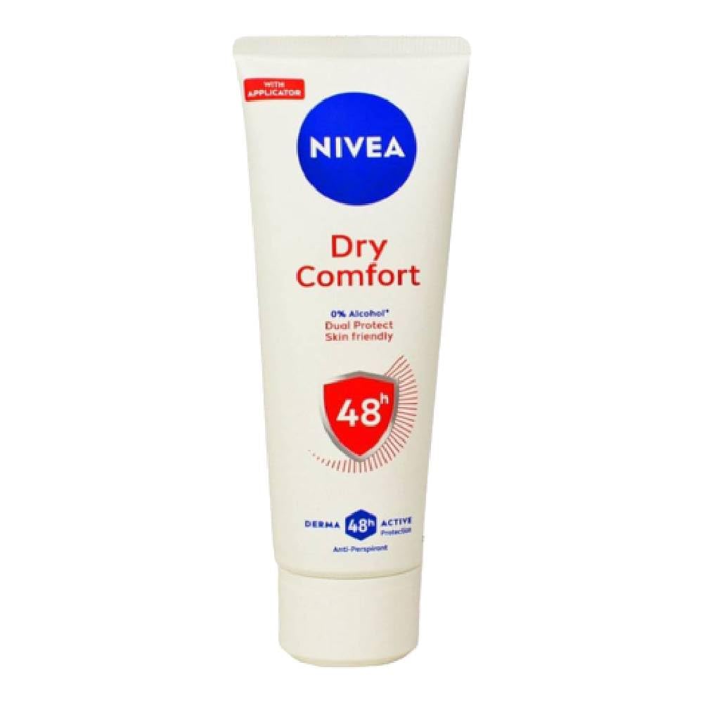 Nivea Dry Comfort Deodorant Cream for Women Antiperspirant Protection, Tube, 75 ml