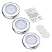 AMIR Upgraded 3.15” Motion Sensor Light, 3 Pack Battery-Powered LED Night Light, Closet Lights Stair Lights, Puck Lights, Safe Lights for Hallway, Bathroom, Bedroom, Kitchen (Silver - Warm White)