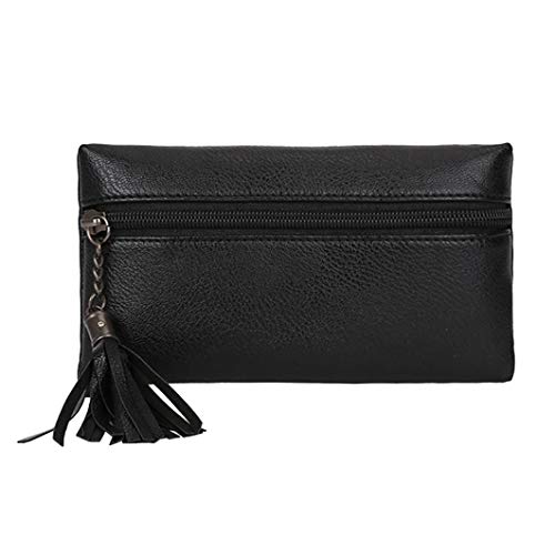 Sunshinehomely Fashion Women Girls Pure Color Tassel Leather Waist Pack Bags Handbag Messenger Shoulder Bag Chest Bag (Black)