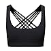 QUEENIEKE Women's Medium Support Strappy Back Energy Sport Bra Cotton Feel Size L Color Black Pro