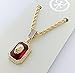 Exo Jewel Lion Ruby CZ Diamond Octagon Pendant Necklace with 24 Inch Stainless Steel Rope Chain (Gold)