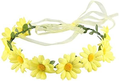 Kewl Fashion Women's Daisy Flowers Headband Crown Floral Garland For Travel and Wedding Festivals (Yellow)