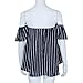 Lisingtool Women's Off Shoulder Stripe Casual Blouse Shirt Tops (XL, Blue)