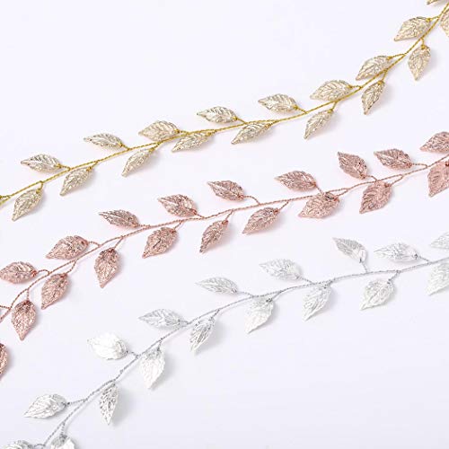 Yean Wedding Headband Gold Leaf Bridal Headpieces for Bridesmaid and Flowergirls (15.7 Inches) (Gold)