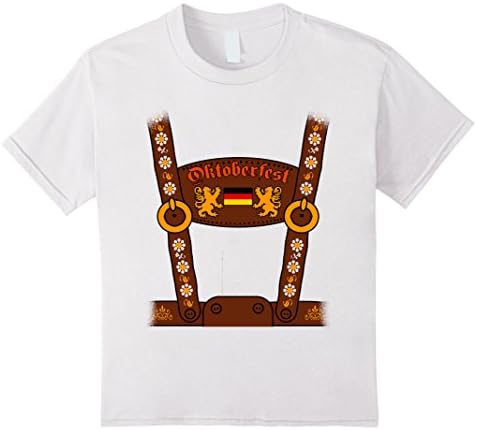 Kids German Lederhosen Oktoberfest Costume Funny T-Shirt 8 White