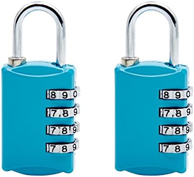 2 Pack Combination Lock, SCYA 4 Digit Pack Padlock Set for School, Employee, Gym &amp; Sports Locker, Case, Toolbox, Fence, Hasp Cabinet Storage Locks - Zinc Alloy - Anti Rust - Weather Proof(blue)