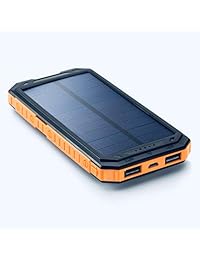 Cargador solar portátil de 8000 mAh, batería de seguridad USB dual, resistente al agua, a prueba de golpes, protección de cortocircuito, luz LED, compatible con iPhone Android GoPro y mucho más.