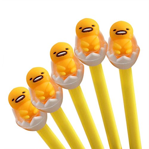 Gbell Novelty Cute Lazy Egg Gel Ink Pen,Kids Refills Stationery School Office Supplies 5Pcs Yellow (Yellow)