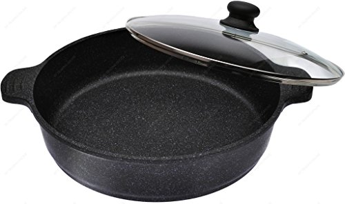 KW QPW32L Ceramic Marble Coated Cast Aluminium Frying Pan, 12½-Inches