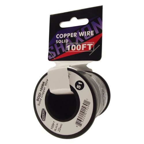 Shaxon SO22-100BK Solid Copper Wire on Spool, 100-Feet, Black