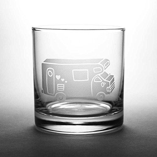 RV CAMPER VAN Lowball Glasses set of 2 - Dishwasher-safe etched whiskey glass