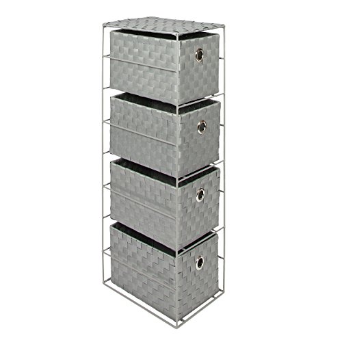 Ehc 4 Drawer Pp Woven Storage Unit Basket With Metal Frame Shelf