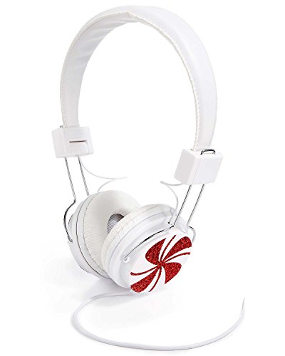 Celebrate Shop White and Red Whimsical Peppermint Swirl Headphones