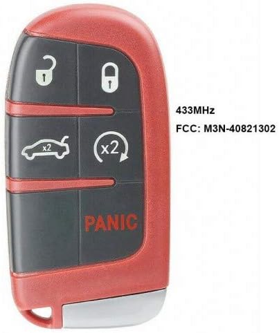 Keyecu Red Smart Remote Key Fob 433MHz 5 Button for Chrysler 300 Dodge 2011-2017 FCC: M3N-40821302
