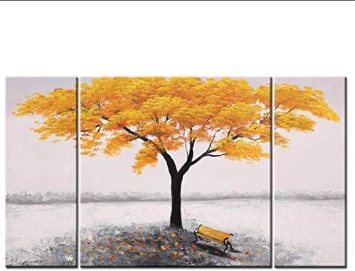 Juabc Modern Wall Decoration 3 Panels Yellow Trees Pop Art Posters and Prints Abstract Home Decor Landscape Canvas Painting Living Room Frameless 20X60Cmx2 60X60Cm